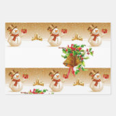Frohe Weihnachtself, Snowman Sheets Wrapping Paper Geschenkpapier Set (Vorderseite 2)