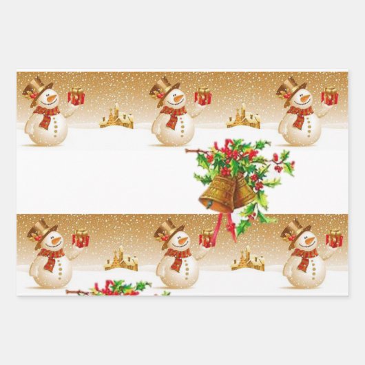 Frohe Weihnachtself, Snowman Sheets Wrapping Paper Geschenkpapier Set (Vorderseite 2)