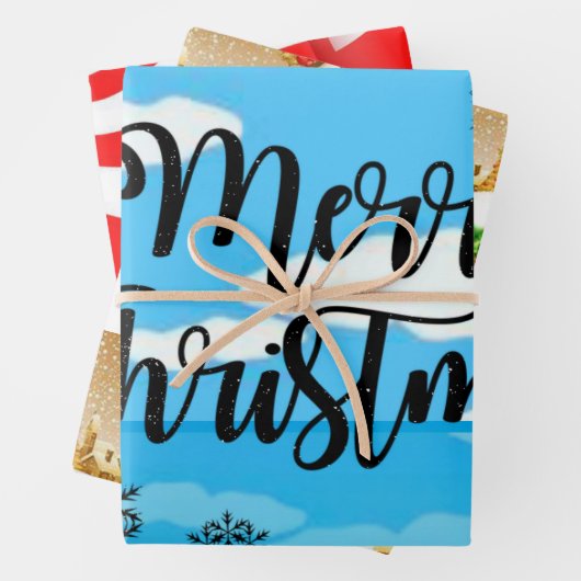 Frohe Weihnachtself, Snowman Sheets Wrapping Paper Geschenkpapier Set (Beispiel)