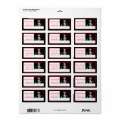 Frohe Weihnachtselfen mit Weihnachtsgeschenken Adressaufkleber (Vorne)