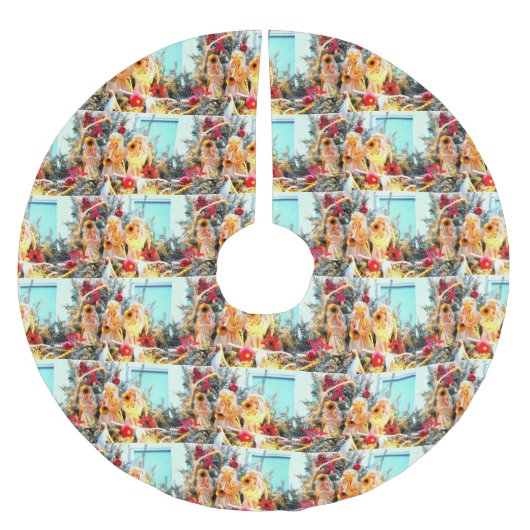 Frohe Weihnachtsengel Polyester Weihnachtsbaumdecke (Vorderseite)