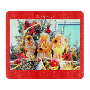 frohe Weihnachtsengel trompeten Schneidebrett
