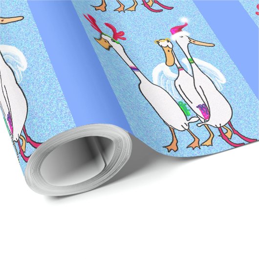 Frohe Weihnachtsenten Geschenkpapier (Rolleneckpunkt)