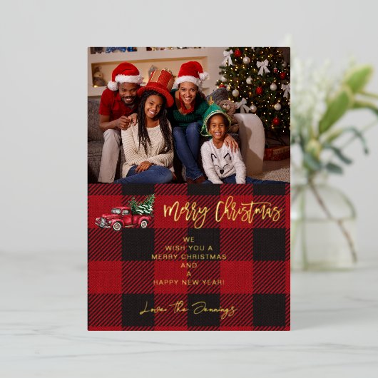 Frohe Weihnachtsfahrt & Buffalo Karo Foto H Folieneinladung (Stehend vorne)