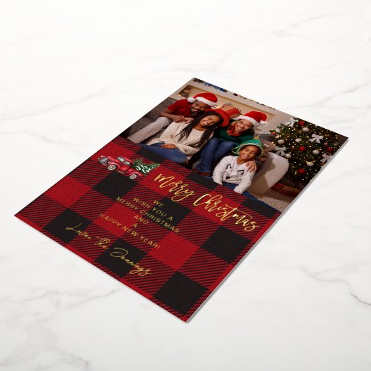 Frohe Weihnachtsfahrt & Buffalo Karo Foto H Folieneinladung (Gedreht)