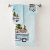 Frohe Weihnachtsfahrt mit Niedlichen Tieren Badhandtuch Set (Insitu)