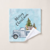 Frohe Weihnachtsfahrt mit Niedlichen Tieren Badhandtuch Set (Waschlappen)