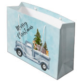 Frohe Weihnachtsfahrt mit Niedlichen Tieren Große Geschenktüte (Rückseite Schrägansicht)