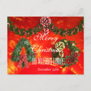Frohe Weihnachtsfamilie Dezember 2016 Wreath Red Feiertagspostkarte