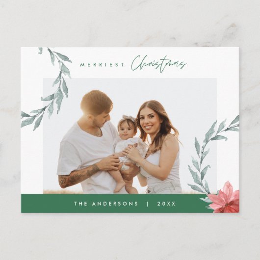 Frohe Weihnachtsfamilie Foto, Aquarellbrand Postkarte (Vorderseite)