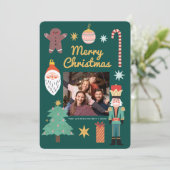 Frohe Weihnachtsfamilie Foto Einladung (Stehend Vorderseite)