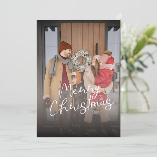 Frohe Weihnachtsfamilie Foto Feiertagskarte (Stehend Vorderseite)