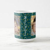 Frohe Weihnachtsfamilie Foto Green Frame Kaffeetasse (Mittel)