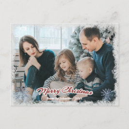 Frohe Weihnachtsfamilie Foto Horizontal Schnee1 Postkarte