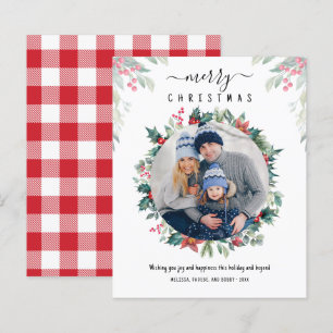 Frohe Weihnachtsfamilie Foto Karierte Karte