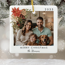 Frohe Weihnachtsfamilie Foto Keramikornament
