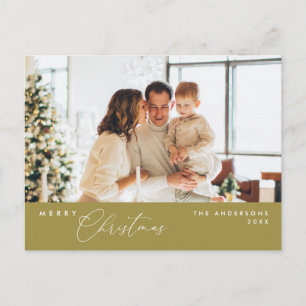 Frohe Weihnachtsfamilie Foto, klassisches Gold Postkarte