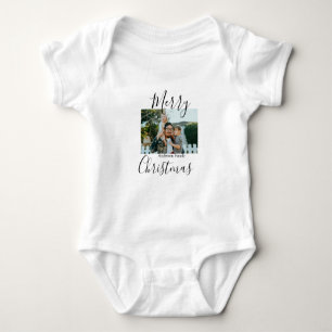 Frohe Weihnachtsfamilie Foto modern und elegant ru Baby Strampler