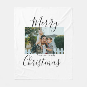 Frohe Weihnachtsfamilie Foto modern und elegant ru Fleecedecke