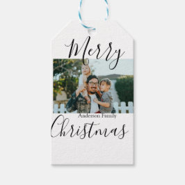 Frohe Weihnachtsfamilie Foto modern und elegant ru Geschenkanhänger