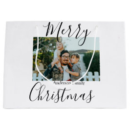 Frohe Weihnachtsfamilie Foto modern und elegant ru Große Geschenktüte