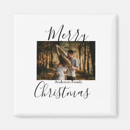 Frohe Weihnachtsfamilie Foto modern und elegant ru Magnet
