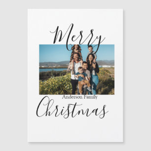 Frohe Weihnachtsfamilie Foto modern und elegant ru Magnetkarte