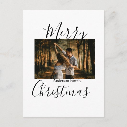 Frohe Weihnachtsfamilie Foto modern und elegant ru Postkarte (Vorderseite)