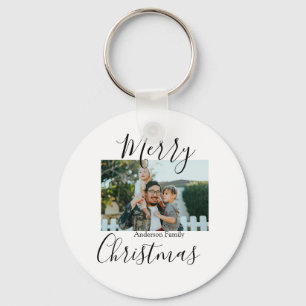 Frohe Weihnachtsfamilie Foto modern und elegant ru Schlüsselanhänger
