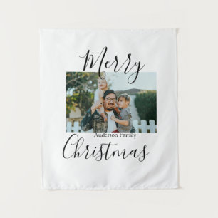 Frohe Weihnachtsfamilie Foto modern und elegant ru Wandteppich