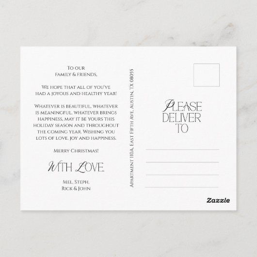 Frohe Weihnachtsfamilie Foto, moderne Eleganz Postkarte (Rückseite)