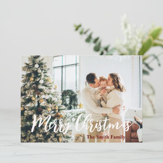 Frohe Weihnachtsfamilie Foto Moderne Urlaubskarte Einladung (Stehend Vorderseite)