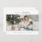 Frohe Weihnachtsfamilie Foto, Modernes Minimalisti Postkarte (Vorne/Hinten)