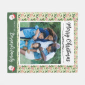 Frohe Weihnachtsfamilie Foto Name Blumenmuster Fleecedecke (Vorderseite (Horizontal))