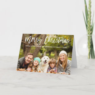 Frohe Weihnachtsfamilie Foto Pinselschrift Falten Feiertagskarte