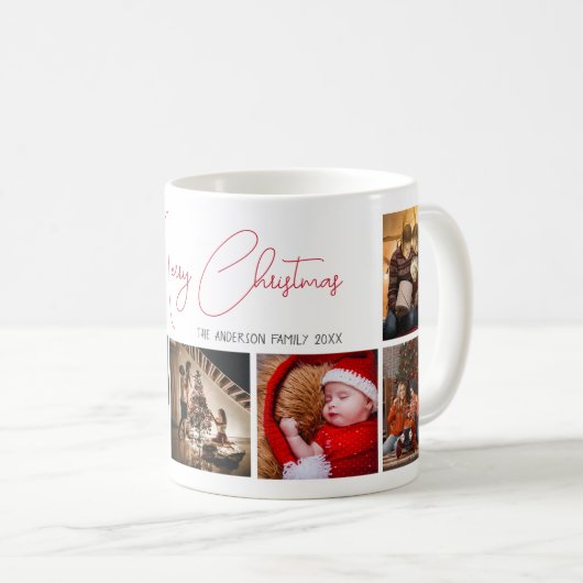 Frohe Weihnachtsfamilie Foto rot dekorative Text Kaffeetasse (VorderseiteRechts)