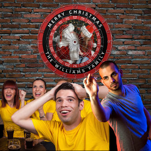 Frohe Weihnachtsfamilie Foto Rot und Schwarz Dartscheibe