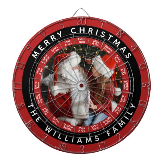 Frohe Weihnachtsfamilie Foto | Rot und Schwarz Dartscheibe (vorne)