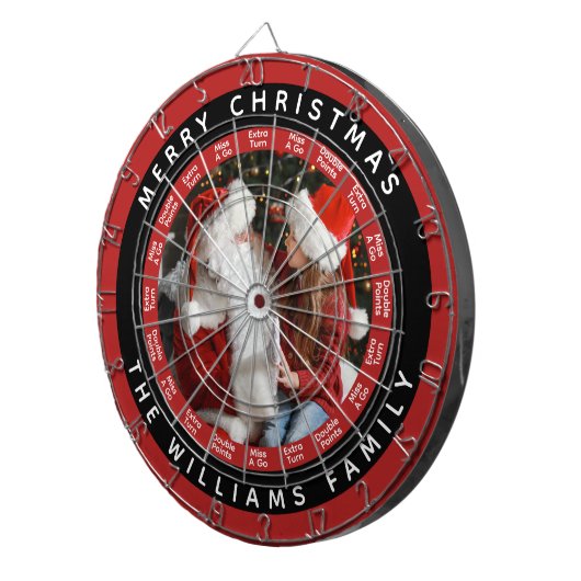 Frohe Weihnachtsfamilie Foto | Rot und Schwarz Dartscheibe (Vorderseite rechts)