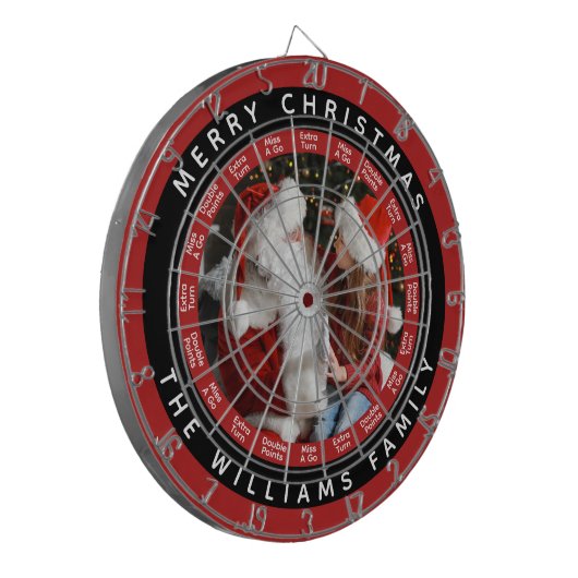 Frohe Weihnachtsfamilie Foto | Rot und Schwarz Dartscheibe (Vorderseite Links)
