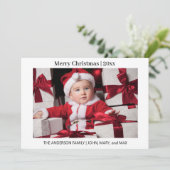 Frohe Weihnachtsfamilie Foto Santa Claus Feiertagskarte (Stehend Vorderseite)