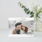 Frohe Weihnachtsfamilie Foto, Schneeflocken Postkarte (Stehend Vorderseite)