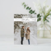 Frohe Weihnachtsfamilie Foto, Schneeflocken Postkarte (Stehend Vorderseite)