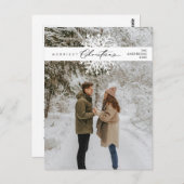 Frohe Weihnachtsfamilie Foto, Schneeflocken Postkarte (Vorne/Hinten)