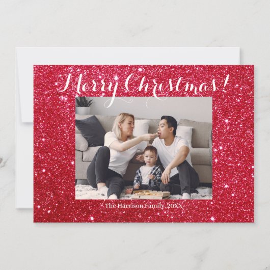 Frohe Weihnachtsfamilie Foto Simple Feiertagskarte (Vorderseite)