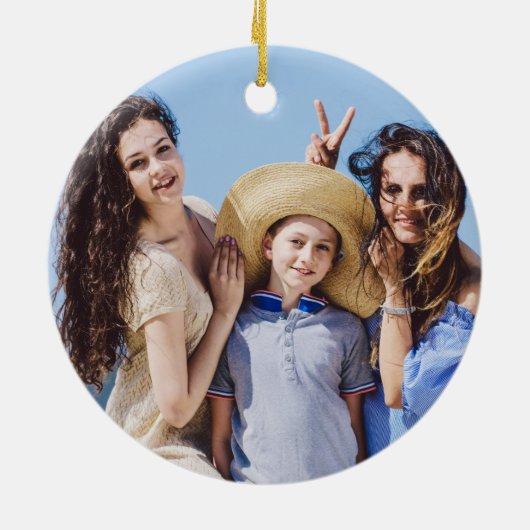 Frohe Weihnachtsfamilie Foto Starfish Keramik Ornament (Hinten)