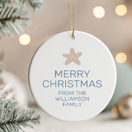 Frohe Weihnachtsfamilie Foto Starfish Keramik Ornament