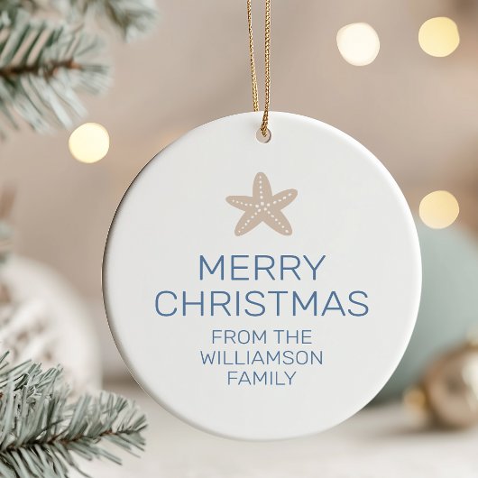 Frohe Weihnachtsfamilie Foto Starfish Keramik Ornament
