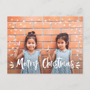 Frohe Weihnachtsfamilie Foto Sterne Herz Feiertagspostkarte