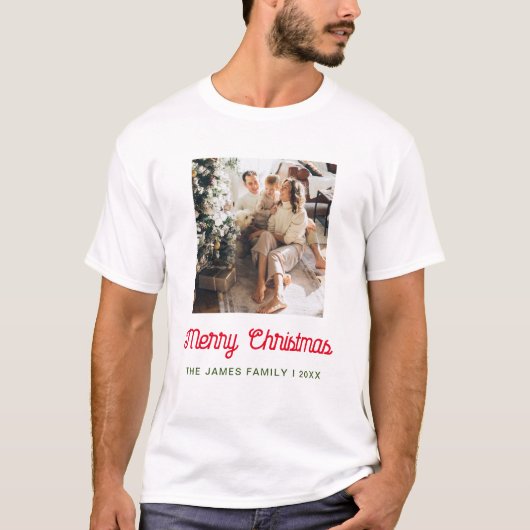 Frohe Weihnachtsfamilie Foto T-Shirt (Vorderseite)